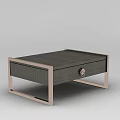 Contemporary Wooden Storage Cabinet with Metal Frame and Decorative Drawer Knob