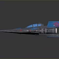 Futuristic Blue Winged Sci Fi Spaceship With Transparent Cockpit And Metallic Thrusters 3d model
