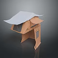 Outdoor Camping Tent With Brown Body White Canopy And Mesh Windows