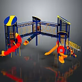 Colorful Children's Playground Equipment With Slides And Climbing Structures