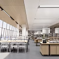 Modern Library Reading Room Bookstore Bookshelf 3d model