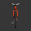 Red Bicycle With Small Red Bike Black Seat Silver Spokes Wheels Gray Background Reflection