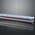 Modern Passenger Train Car With Blue And Red Stripes Design 3d model