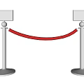 Public Facility Silver Poles With Red Rope Barrier And Signage For Crowd Control