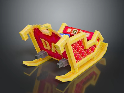 Decorative 3D Model With Golden Frame Red Diamond Pattern And Gray Support Legs 3d model