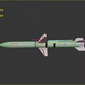 Streamlined Military Missile With Colorful Bands Tail Fins And Red Tail Section