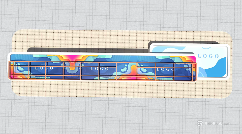 Vibrant Decorative Floor Sticker With Logo And Colorful Wave Patterns Design 3d model