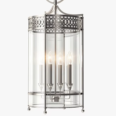 Decorative Modern Chandelier With Metal Frame Transparent Glass And Candle Shaped Bulbs 3d model