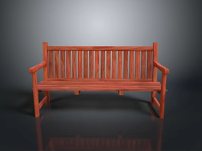 Outdoor Wooden Bench with Backrest and Armrest Classic Garden Patio Design 3d model