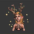 Elven Game Movie Character With Antlers Glowing Orbs Pointed Ears And Blonde Hair