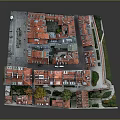 Modern City Model Featuring Red Roof Buildings Central Square And Green Trees