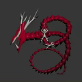 Fantasy Character And Mythical Red Dragon With Curved Body Sharp Horns And White Spikes
