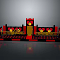 Lego Built Red And Black Castle With Heart Designs Staircase And Railings