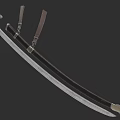 Vintage Long Metallic Sword Weapon With Leather Sheath And Straps