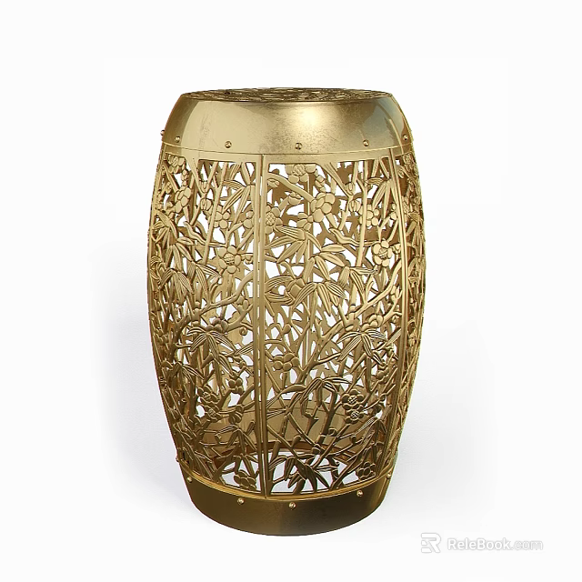 Gold Hollow Carved Double Sofa With Exquisite Patterns And Classic Design 3d model