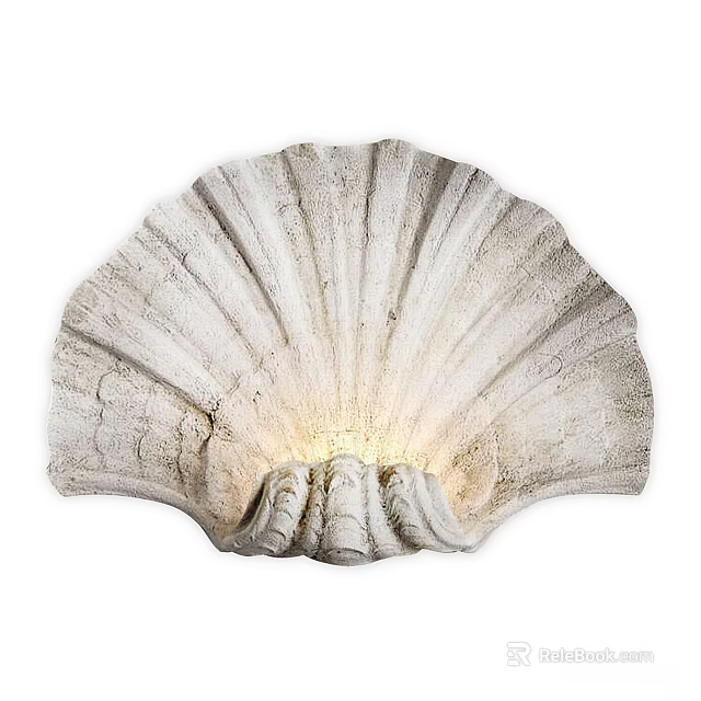 Shell Shaped Wall Sconce with Textured Surface and Warm Glow for Natural Decor 3d model