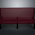 Red Slatted Bench Furniture with Black Legs and Simple Classic Design