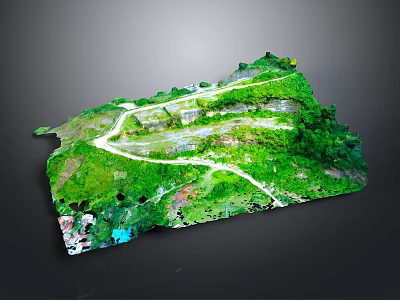 Lush Green Garden Landscape Design With Winding Paths And Natural Structures 3d model