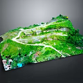 Lush Green Garden Landscape Design With Winding Paths And Natural Structures