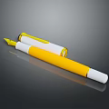 Modern Yellow And White Fountain Pen With Cap And Nib For Daily Use