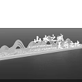 3D Text Design With Mountain Wave Elements For Beautiful City Place Theme 3d model
