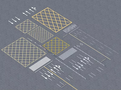 Road Infrastructure Layout Featuring Grid Patterns Directional Arrows And Lane Markings 3d model