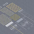 Road Infrastructure Layout Featuring Grid Patterns Directional Arrows And Lane Markings 3d model