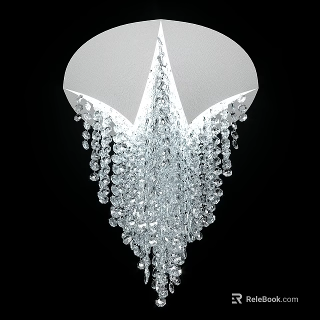 Elegant Crystal Chandelier with Sparkling Hanging Droplets and Curved White Top 3d model 