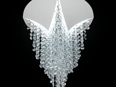 Elegant Crystal Chandelier with Sparkling Hanging Droplets and Curved White Top 3d model