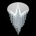 Elegant Crystal Chandelier with Sparkling Hanging Droplets and Curved White Top