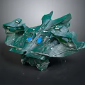 Futuristic Green Aircraft Featuring Intricate Design Blue Windows And Metallic Texture