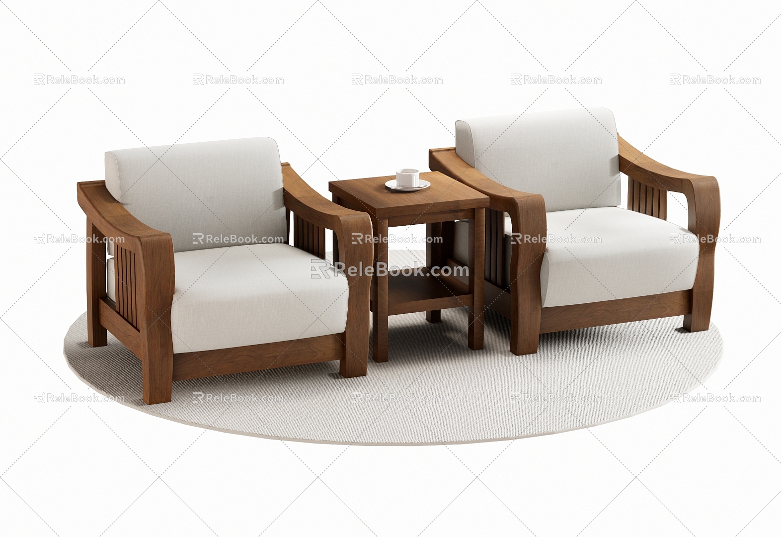 New Chinese Style Single Sofa Leisure Chair Single Chair 3d model