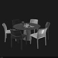 Modern Round Dining Table With Black And White Chairs Set For Dining Area 3d model