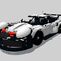 Building Blocks Race Car Model With White Body Black Accents And Aerodynamic Design