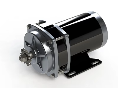 High Performance Industrial Electric Motor With Black Housing And Metal Bracket 3d model