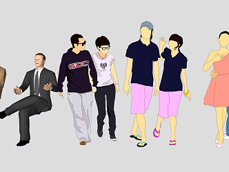 Many characters 3d model