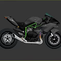 Sleek Modern Motorcycle With Silver Gray Body Green Accents And Reflective Surface
