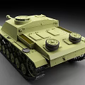 Green Military Tank Model With Tracked Wheels Turret And Long Cannon Design