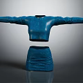 Stylish Blue Cropped Top And Fitted Skirt Two Piece Outfit With Textured Fabric