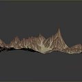 3D Mountain Terrain Model With Detailed Topography Red Brown Cream Textures Elevated Ridges Geographic