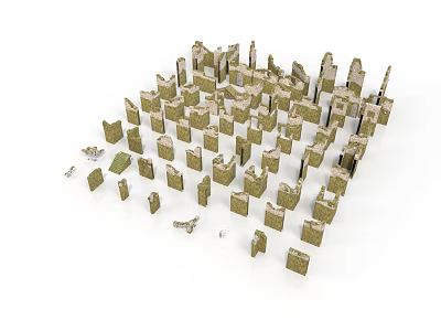 Architectural Scene Components With Stone Blocks Of Various Sizes For City Model 3d model