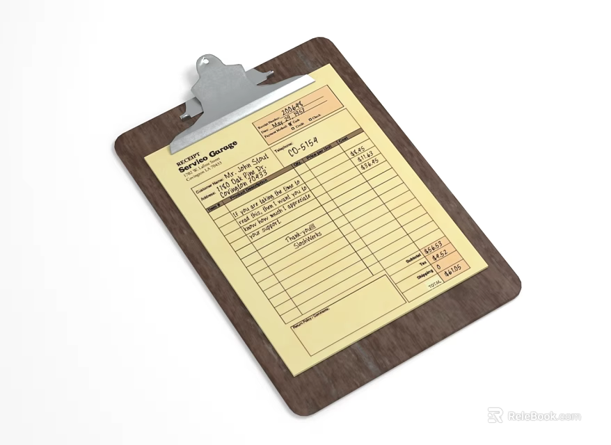 Deposit Ticket Form On Wooden Clipboard With Financial Details And Table 3d model 