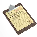 Deposit Ticket Form On Wooden Clipboard With Financial Details And Table