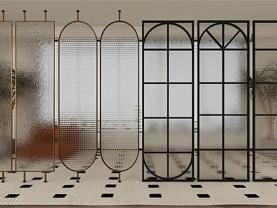 Stylish Modern Room Dividers With Metal Frames And Glass Panels For Home Decor 3d model