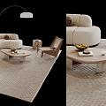 Modern cream sofa coffee table combination 3d model