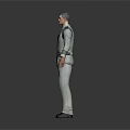 Game and Movie Character 3D Model Wearing Gray Uniform With Decorative Badge Standing Pose