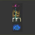 Colorful Pixel Art Cartoon Scene With Multi Layer Structure And Glowing Elements