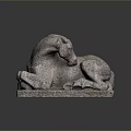 Artistic Reclining Stone Horse Sculpture With Intricate Texture And Solid Base