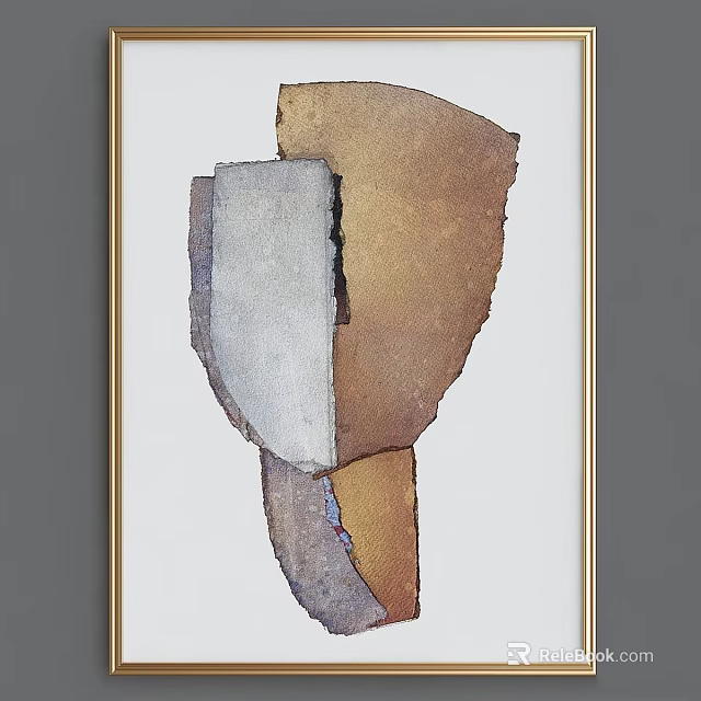 Abstract Geometric Decorative Painting Featuring Modern Colorful Shapes And Design 3d model 