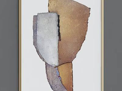 Abstract Geometric Decorative Painting Featuring Modern Colorful Shapes And Design 3d model